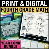 4th Grade Math Centers Printable & Digital Math Activities