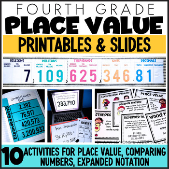 Preview of 4th Grade Math Activities for Place Value | Compare and Order Numbers | Decimals