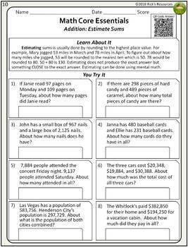 4th grade math addition subtraction worksheets by ricks resources