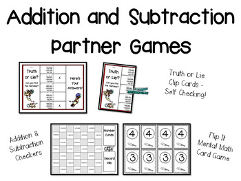 4Th Grade Math - Addition And Subtraction Partner Games By The Owl Spot