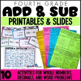 4th Grade Math Addition & Subtraction of Whole Numbers & D