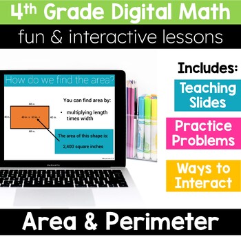 Preview of 4th Grade Math Area and Perimeter 4.MD.3 Digital Math Activities