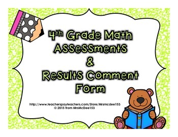 Preview of 4th Grade Math Assessment & Strategy Comment Template