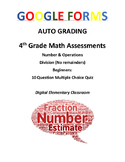 4th Grade Math Assessment: Google Form, Beginning Division