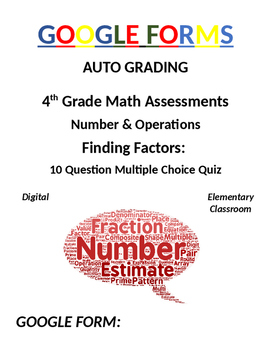 Preview of 4th Grade Math Assessment: Google Form, Finding Factors