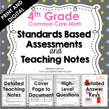 Preview of 4th Grade Math Assessments - Common Core - Teaching Notes - Print and Digital