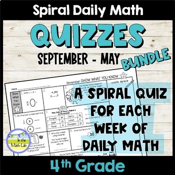 Preview of 4th Grade Math Assessments | Daily Math Spiral Quizzes BUNDLE