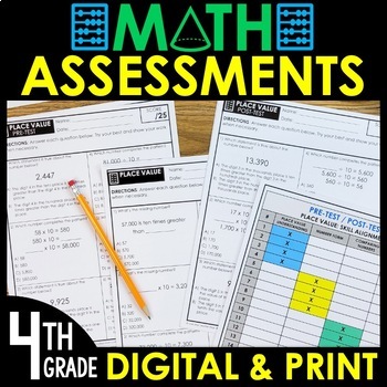 Preview of 4th Grade Math Assessments | Print & Digital | ENTIRE YEAR BUNDLE