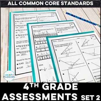 Preview of 4th Grade Math Skills Assessments or Homework or Review Packet Set 2 for CCSS