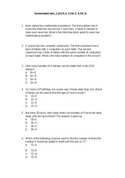 Preview of 4th Grade Math Benchmark Assessment {All 4th Grade Common Core Math Standards}