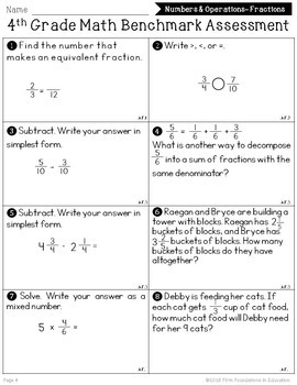 4th Grade Math Benchmark Test- Common Core Aligned | PDF or TpT Digital