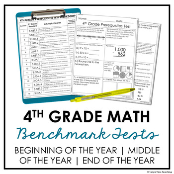Preview of 4th Grade Math Benchmark Tests Math Diagnostic Assessments & Screeners