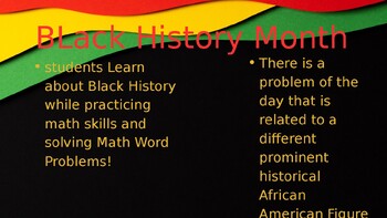 Preview of 4th Grade Math Black History Month Problem of the Day