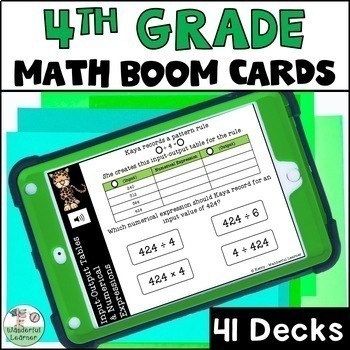 Preview of 4th Grade Math Boom™ Cards Year Long Digital Task Cards Audio