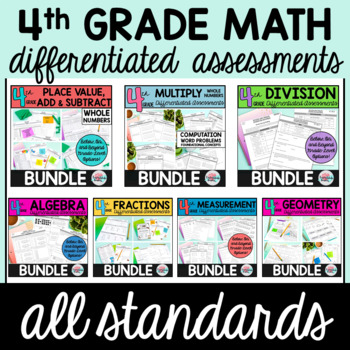 Preview of 4th Grade Math Review All Common Core Standards Based Math Assessments 4th Grade