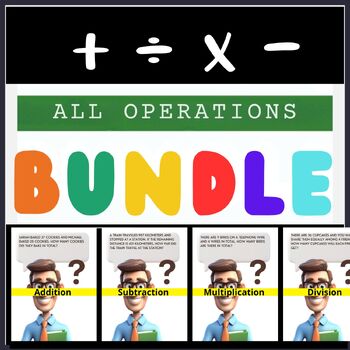 Preview of 4th Grade Math Bundle | Addition Subtraction Multiplication Division | Q&Answers