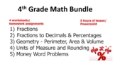 4th Grade Math Bundle- Fractions, Decimals & Percent, Geom