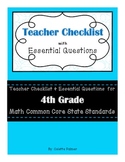 4th Grade Math CCSS- Teacher Checklist and Essential Questions