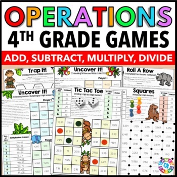 Preview of 4th Grade Math Center Games Addition, Subtraction, Multiplication & Division Fun