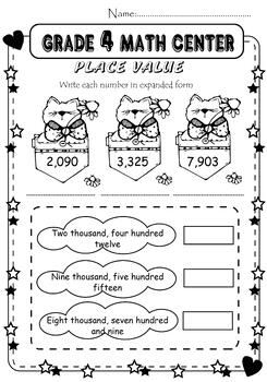 4th Grade Math Center, Place Value, Comparing Numbers, Rounding Numbers ...