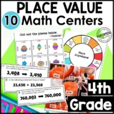 4th Grade Math Centers | 10 Place Value Centers | Task Car
