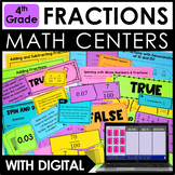 4th Grade Math Centers - Fraction Math Centers w/ Digital 
