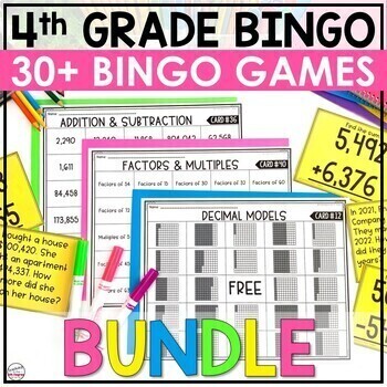 Preview of 4th Grade Math Centers Games Bingo BUNDLE
