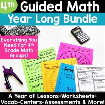 Preview of 4th Grade Math Word Problems Games Centers Worksheets Guided Math -Year Long