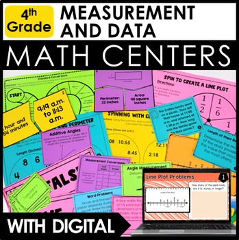 Preview of 4th Grade Math Centers - Measurement and Data Activities w/ Digital Math Centers