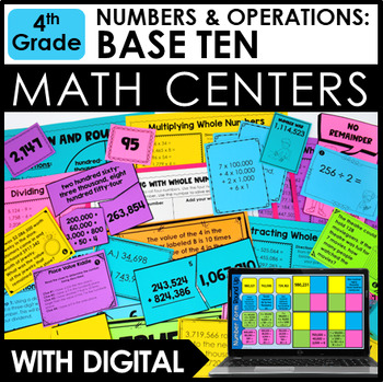 Preview of 4th Grade Math Centers & Activities  - Base Ten with Digital Math Centers