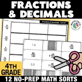 4th Grade Math Centers Order & Compare Fractions & Decimal