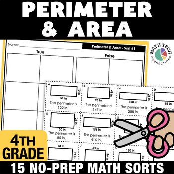 Preview of 4th Grade Math Centers Perimeter & Area Practice Worksheets Math Sorts 4.MD.3