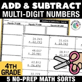 4th Grade Math Centers: Review Add & Subtract Multi-Digit 