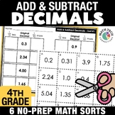 4th Grade Math Centers: Review Decimal Place Value, Add & 