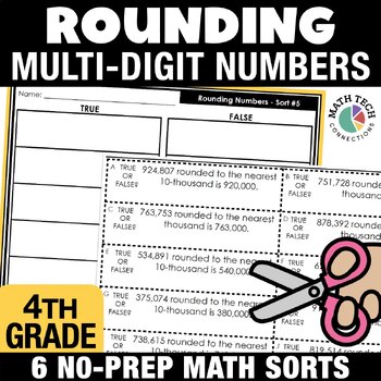 Preview of 4th Grade Math Review Worksheets: Rounding Numbers Interactive Notebook