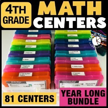 Preview of 4th Grade Math Centers Task Cards Bundle | Games | Math Spiral Review Activities