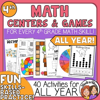 Preview of 4th Grade Math Centers and Games To Last ALL Year - Place Value, Fractions, etc.
