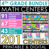4th Grade Math Centers - with Digital Math Activities - Go