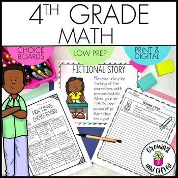 Preview of 4th Grade Math Choice Boards - Perfect for Differentiation and Early Finishers