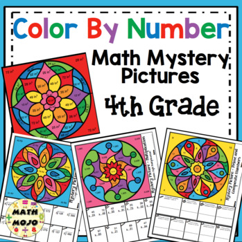 Preview of 4th Grade Math Color By Number Designs: 4th Grade Math Mystery Pictures