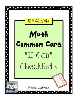 Preview of 4th Grade Math Common Core Checklists (FREE!)