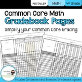 4th Grade Math Common Core Gradebook Pages **EDITABLE**