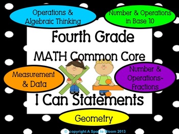 Preview of 4th Grade Math Common Core I Can Statements Posters