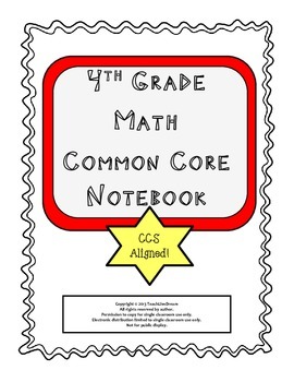 Preview of 4th Grade Math Common Core Notebook