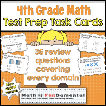 Preview of 4th Grade Math Test Prep Task Cards (with coded joke answer document)