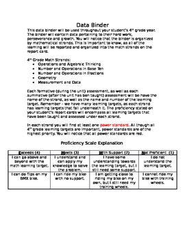 Preview of 4th Grade Math Common Core Student Data Binder