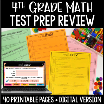 Preview of 4th Grade Math Test Prep Review | Printable and Digital Math Review