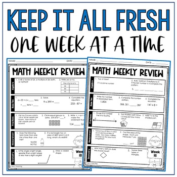 4th grade math common core weekly review printables by