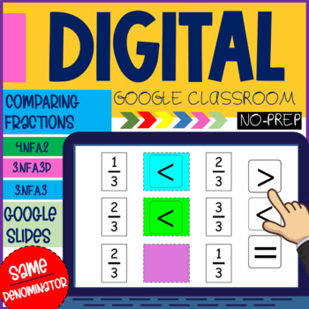 Preview of 4th Grade Math Comparing Fractions Same Denominator - Digital Task Cards 4.NF.2