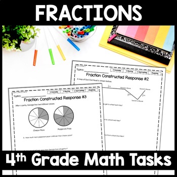 Preview of 4th Grade Math Fraction Performance Tasks, Vocabulary Worksheets Assessment